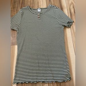 Old navy green and white striped stretchy tee